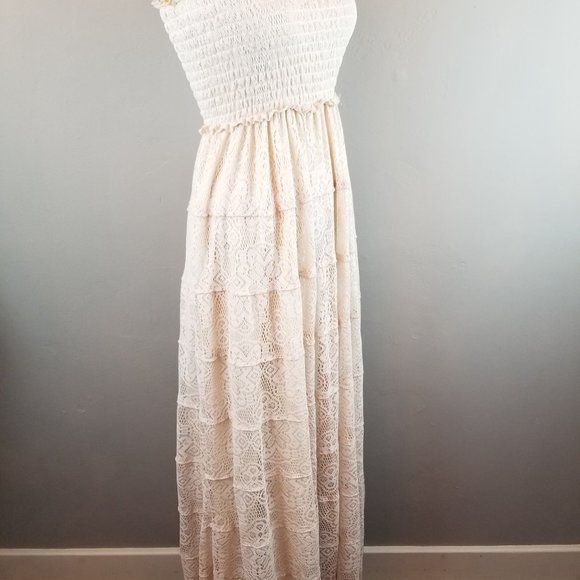 Wishlist Women's Size Small Cream Lace Strapless Boho Maxi Dress * Brand NEW - Picture 4 of 10